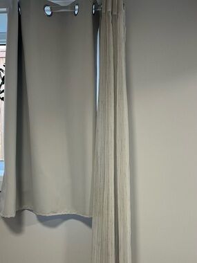 Light Gray Grommet Blackout Curtain Panel and Sheers